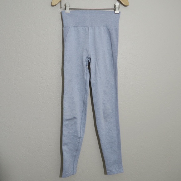 Gymshark Light Gray Compression High Waisted Leggings Full Length Exercise - Picture 6 of 6